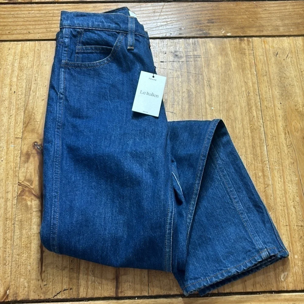 NWT Frame Le Italien Straight Jean in Vintage Blue 24 - Picture 10 of 16